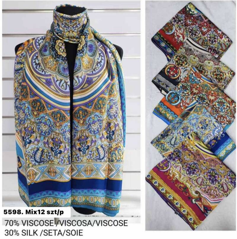 Szaliki damskie Roz Standard, Mix Kolor Paczka 12 szt 1